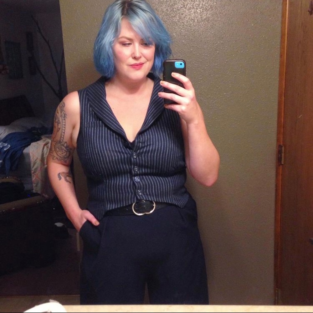 Emmy of Sweden blue pinstriped waist coat/vest